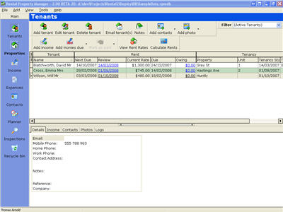 Click to view Rental Property Manager 2.30 screenshot